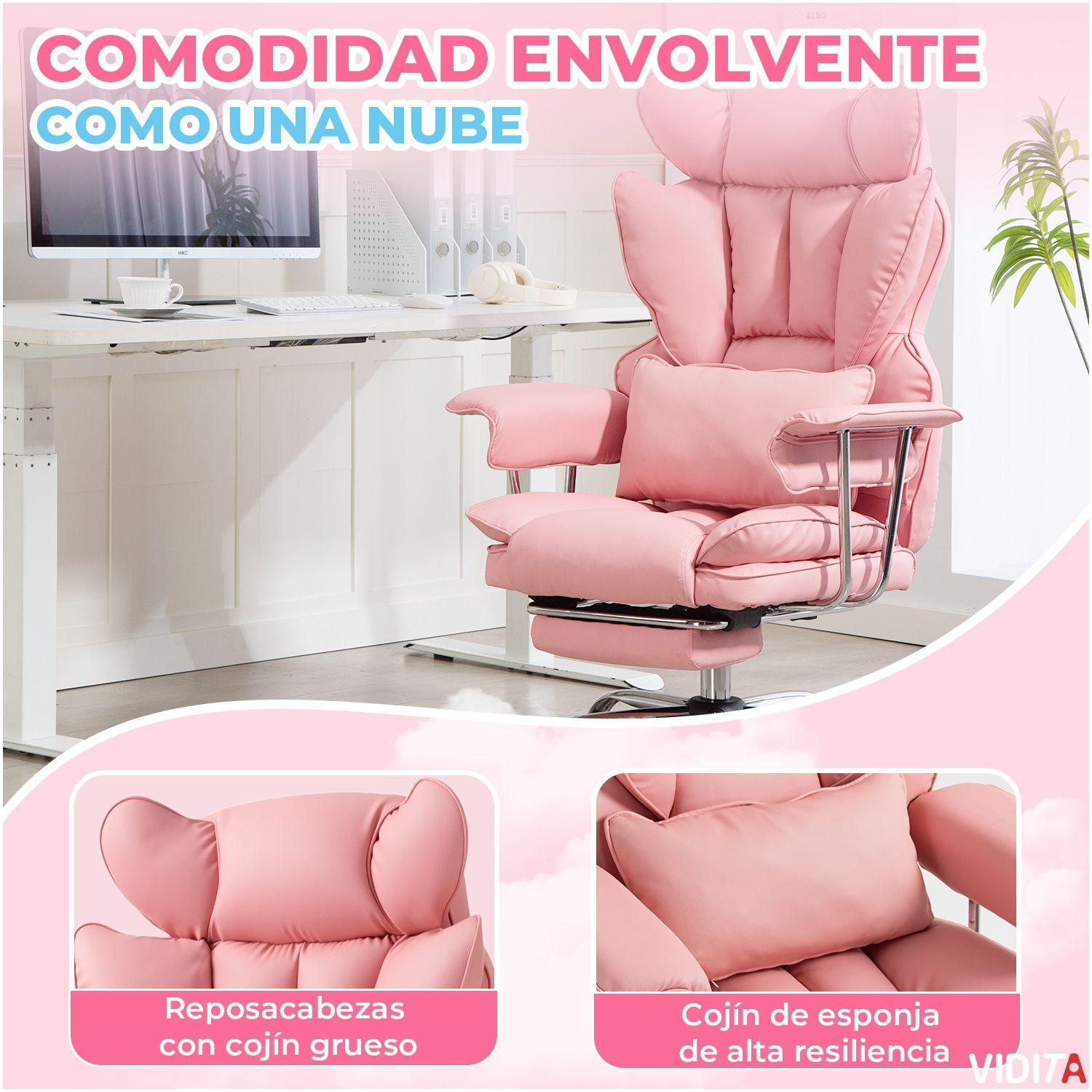 Silla Escritorio Ejecutiva Emilio Premium Oficina Pu Rosado Rosa Cuero Sint tico Marca Vidita-4
