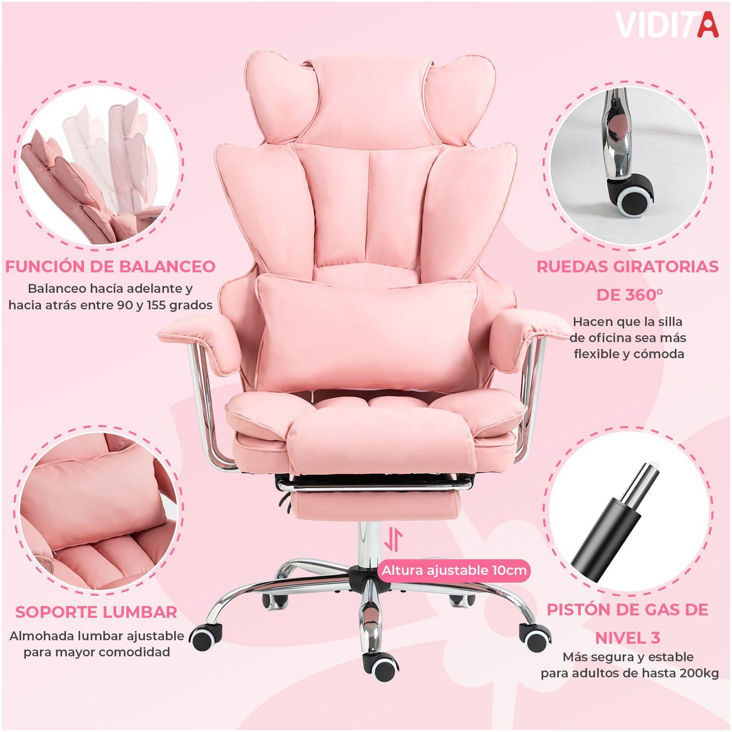 Silla Escritorio Ejecutiva Emilio Premium Oficina Pu Rosado Rosa Cuero Sint tico Marca Vidita-5
