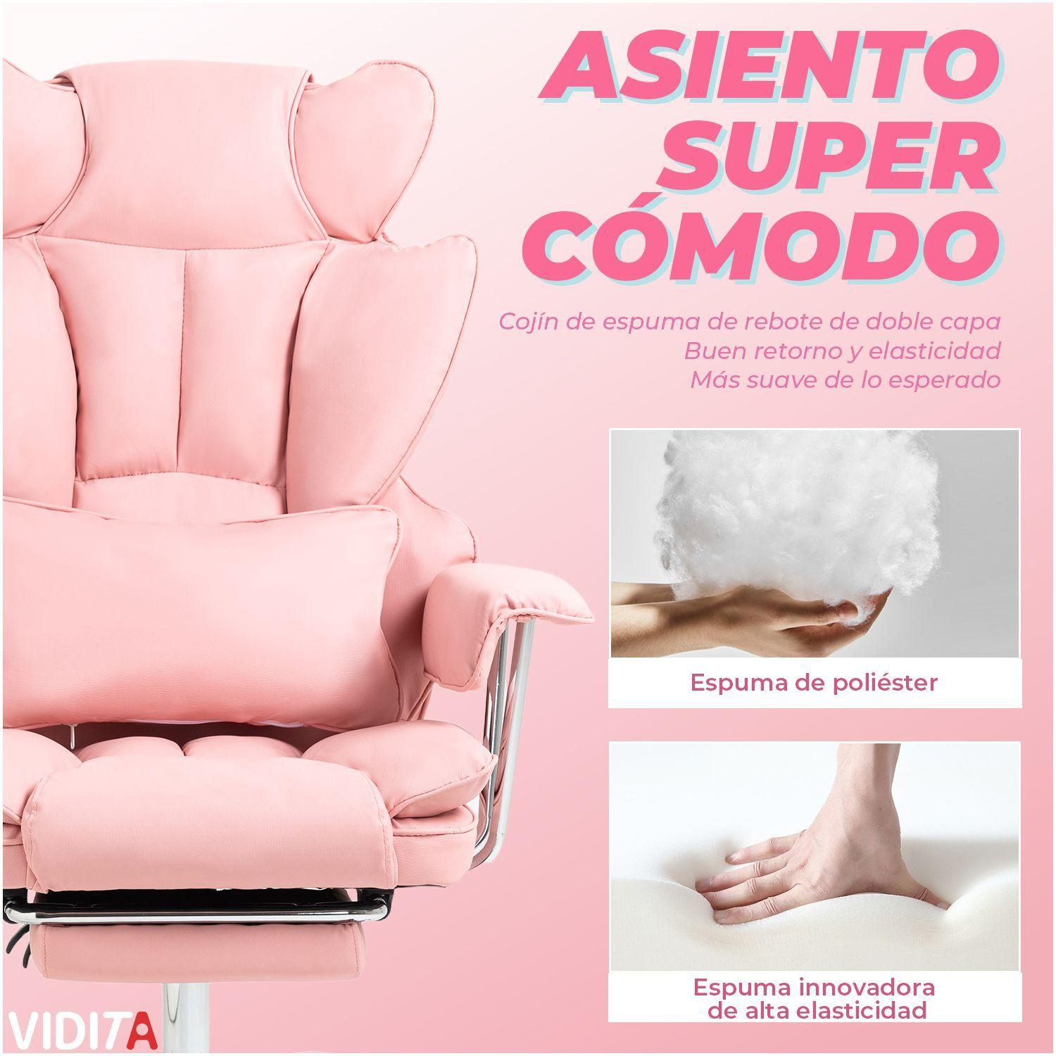 Silla Escritorio Ejecutiva Emilio Premium Oficina Pu Rosado Rosa Cuero Sint tico Marca Vidita-6