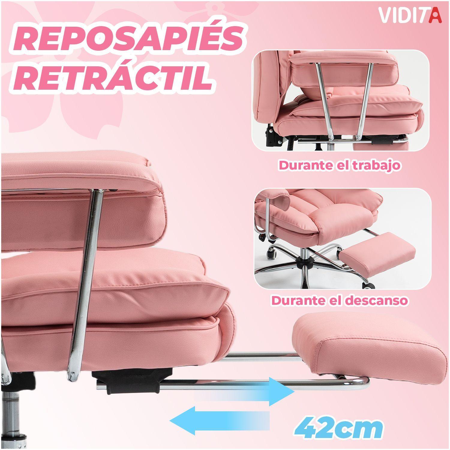 Silla Escritorio Ejecutiva Emilio Premium Oficina Pu Rosado Rosa Cuero Sint tico Marca Vidita-7