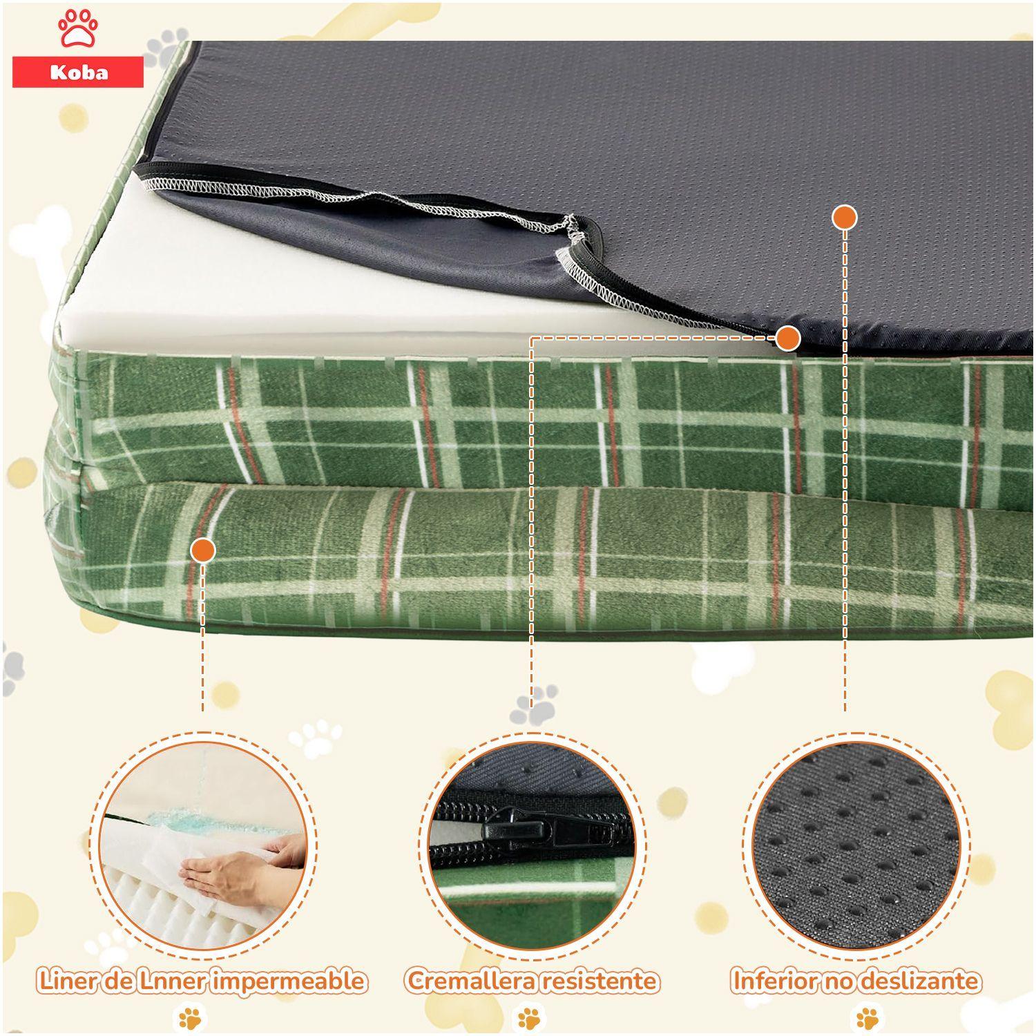 Cama Antiestres Perro Colchon Ortopedica 90x63cm Grande Color Verde Diseno Cama Antiestres Con Sopor-2