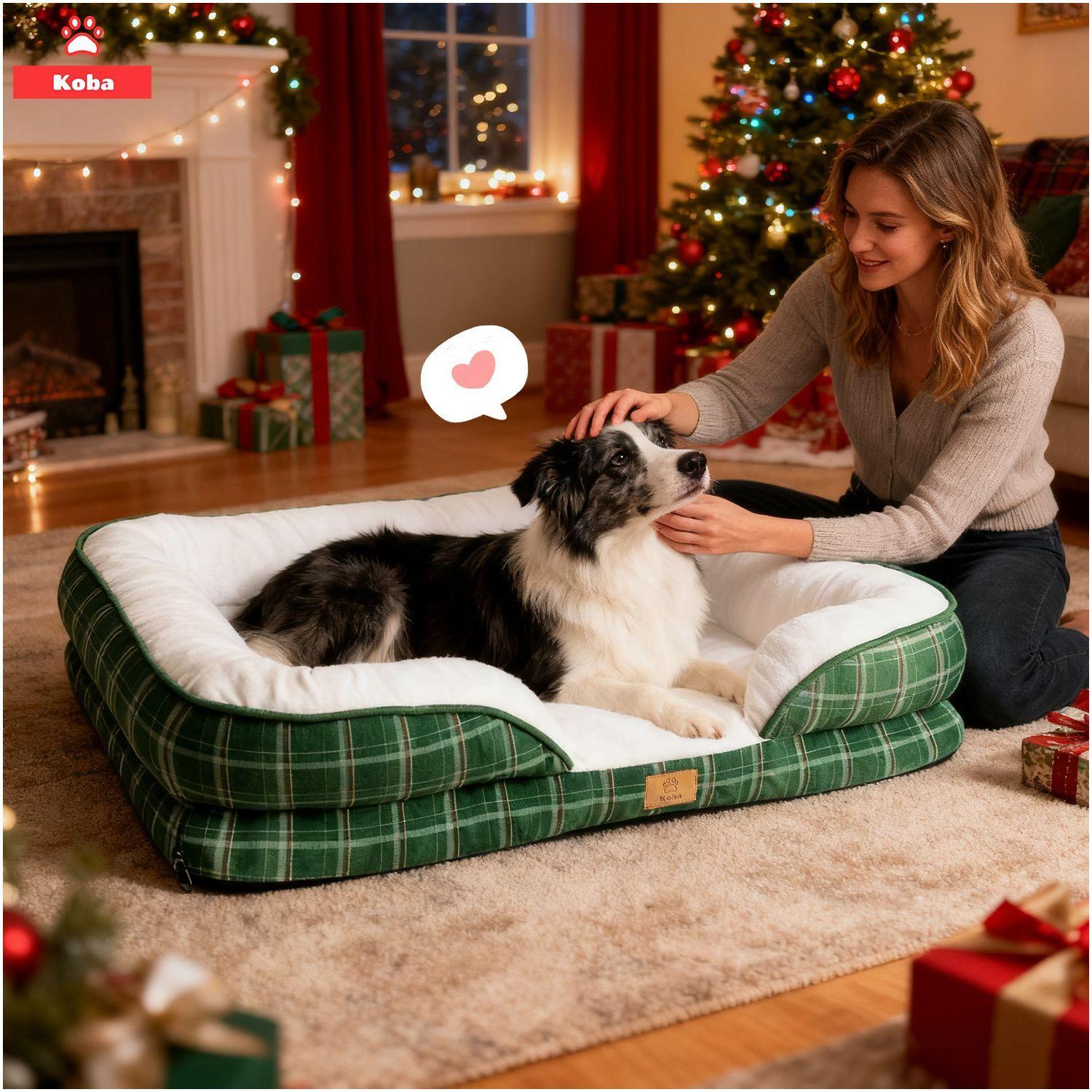 Cama Antiestres Perro Colchon Ortopedica 90x63cm Grande Color Verde Diseno Cama Antiestres Con Sopor-5