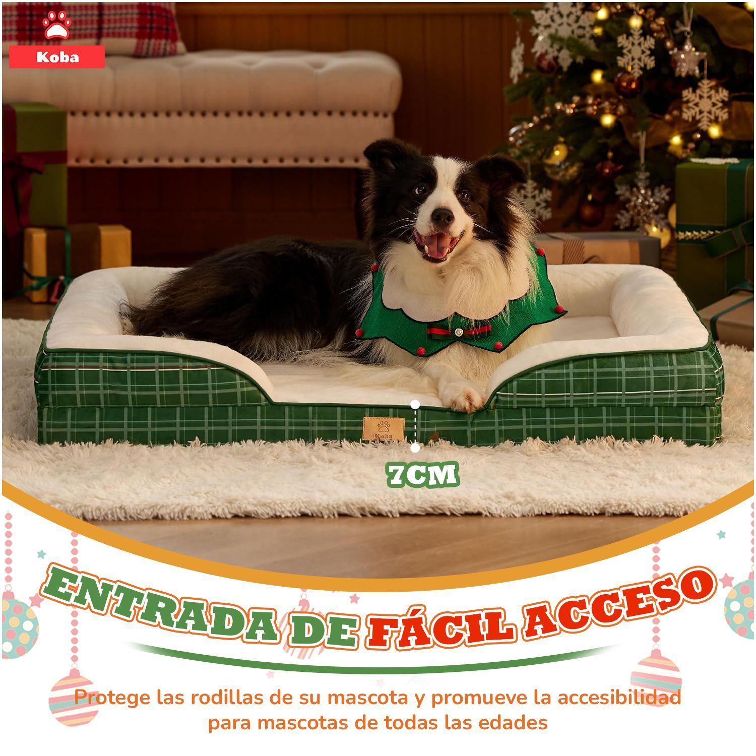 Cama Antiestres Perro Colchon Ortopedica 90x63cm Grande Color Verde Diseno Cama Antiestres Con Sopor-6