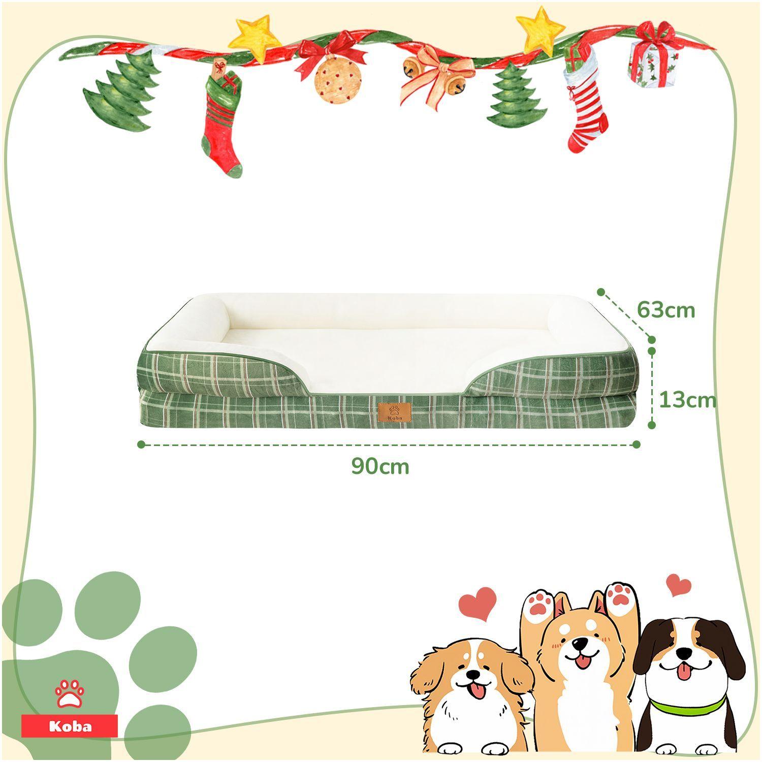 Cama Antiestres Perro Colchon Ortopedica 90x63cm Grande Color Verde Diseno Cama Antiestres Con Sopor-8