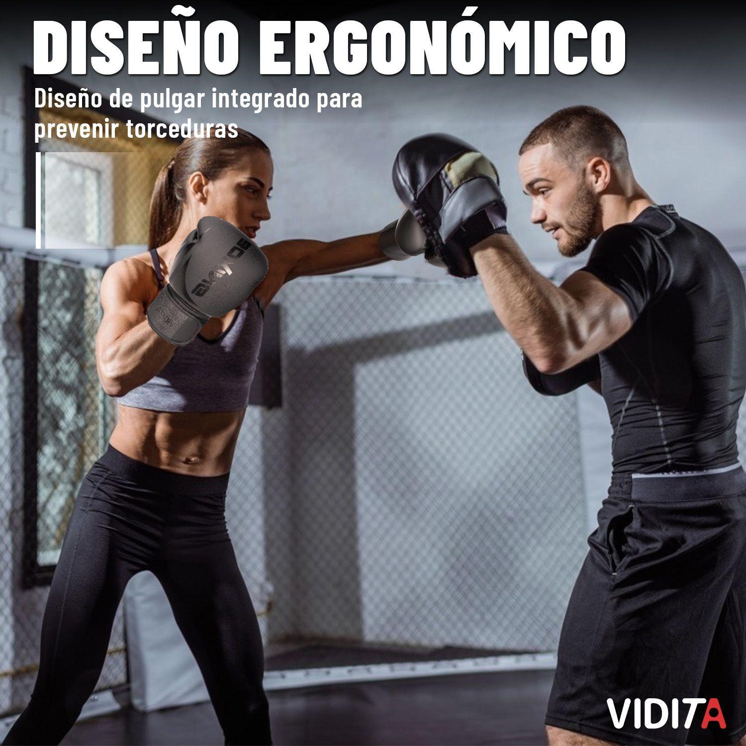 Guantes De Boxeo Profesionales Unisex Con Velcro 14oz Vidita 14oz Negro-1