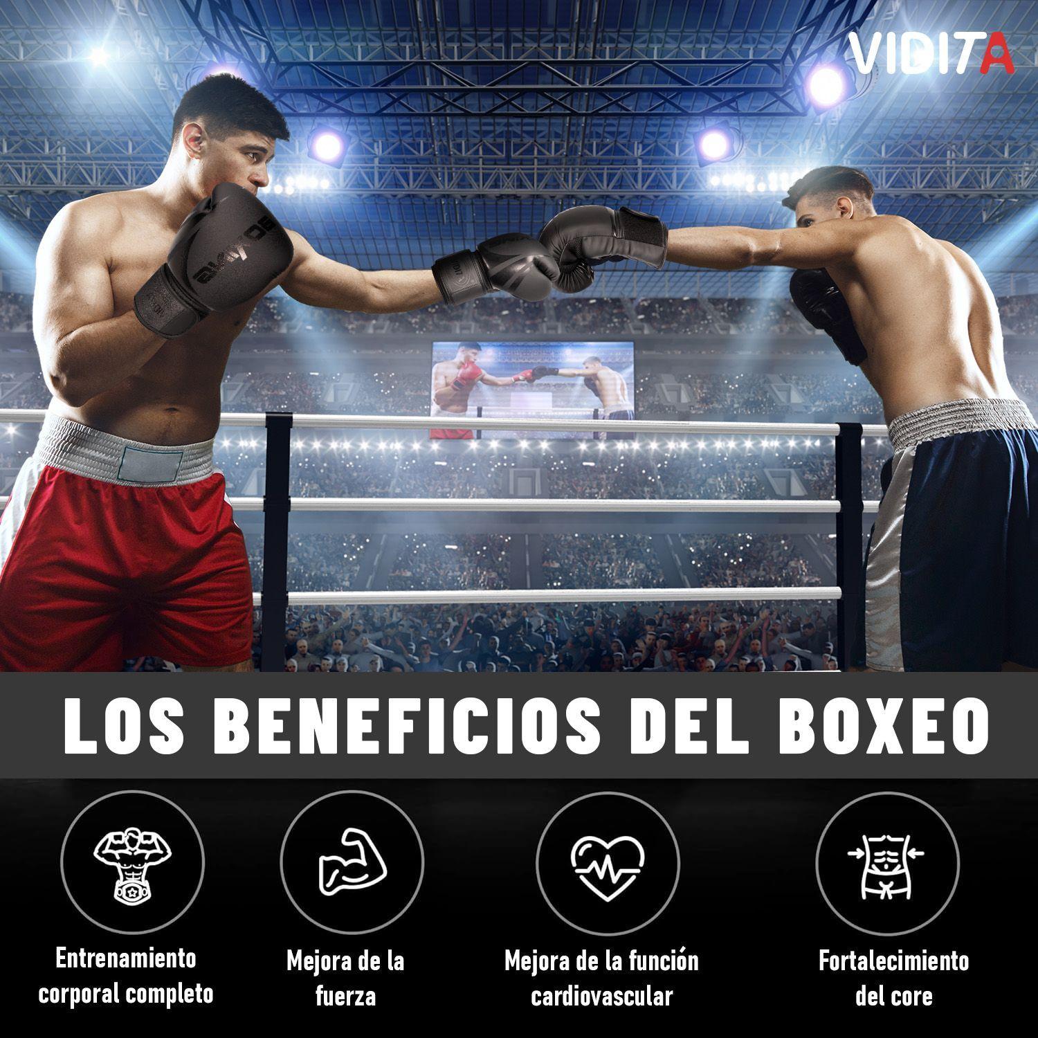 Guantes De Boxeo Profesionales Unisex Con Velcro 14oz Vidita 14oz Negro-3