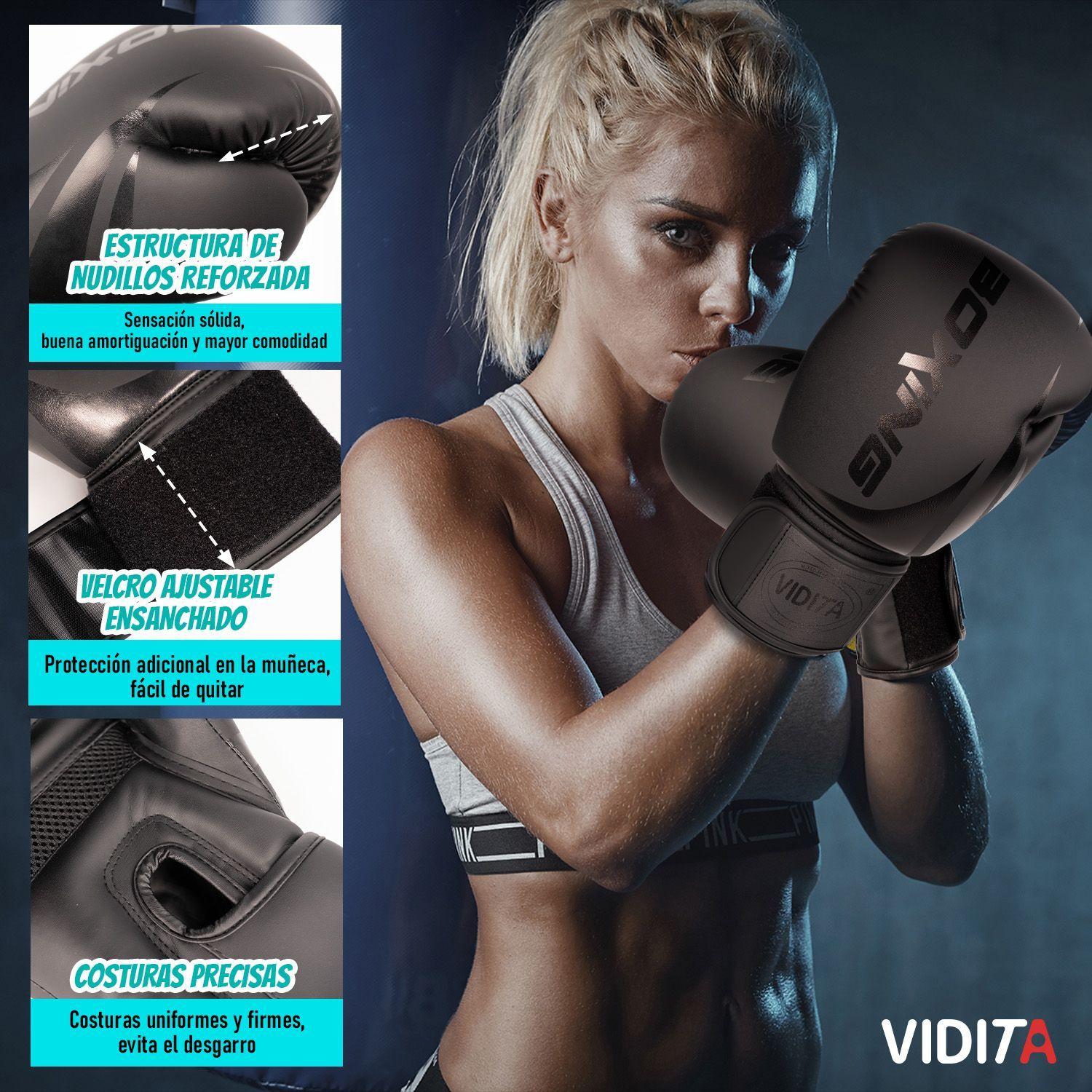 Guantes De Boxeo Profesionales Unisex Con Velcro 14oz Vidita 14oz Negro-4