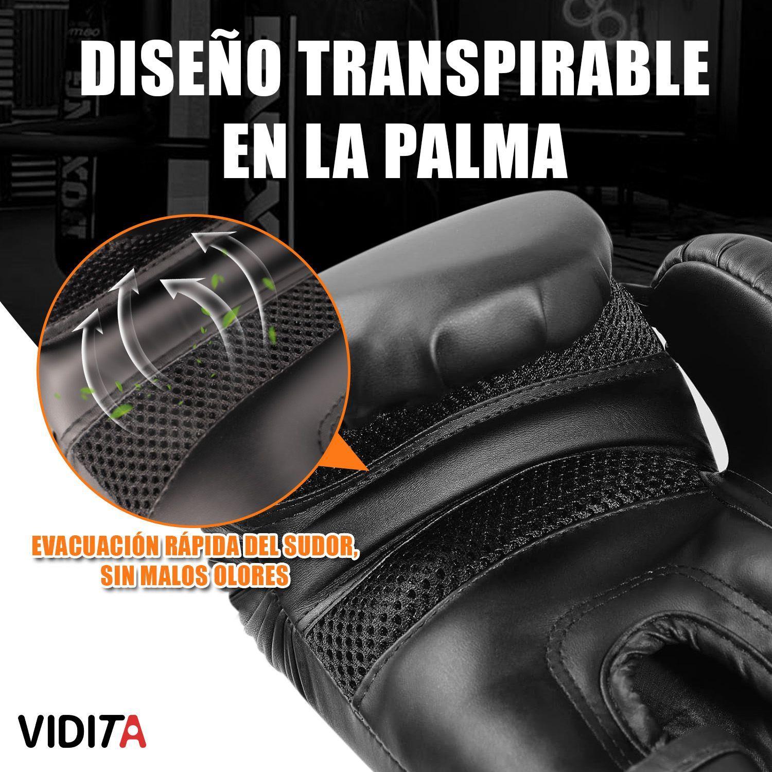 Guantes De Boxeo Profesionales Unisex Con Velcro 14oz Vidita 14oz Negro-5