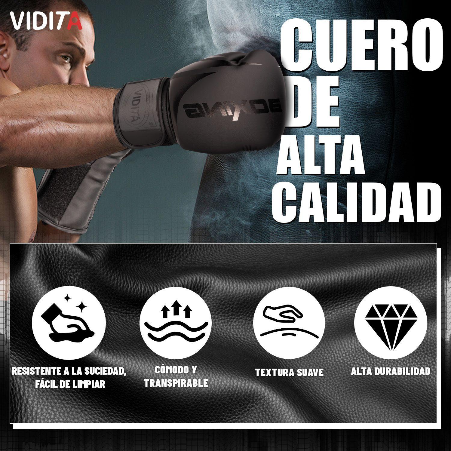 Guantes De Boxeo Profesionales Unisex Con Velcro 14oz Vidita 14oz Negro-6