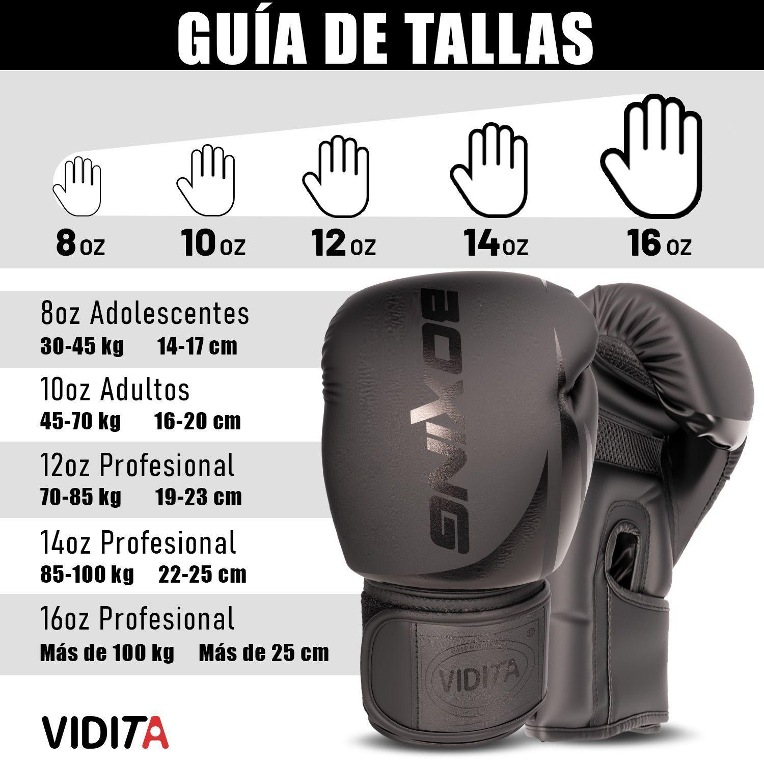 Guantes De Boxeo Profesionales Unisex Con Velcro 14oz Vidita 14oz Negro-8