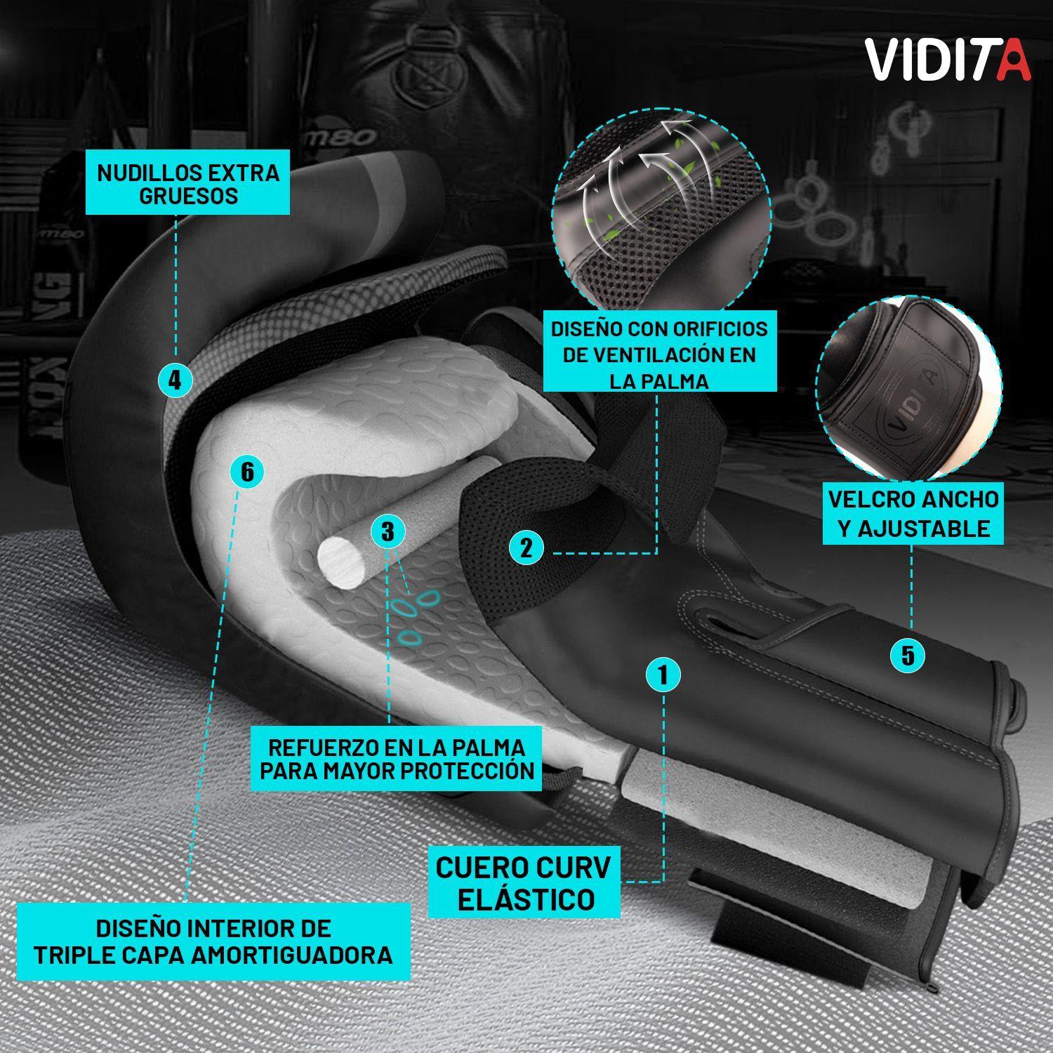Guantes De Boxeo Profesionales Unisex Con Velcro 12oz Vidita-1