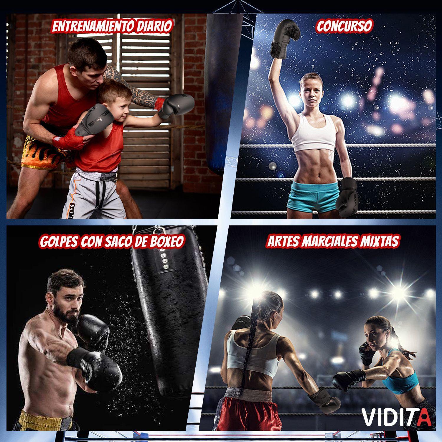 Guantes De Boxeo Profesionales Unisex Con Velcro 12oz Vidita-3