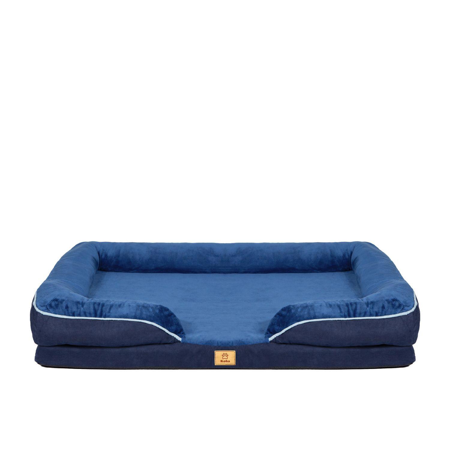 Cama Antiestres Perro Colchon Ortopedica 90x63cm Grande Azul Dise o Cama Antiestres Con Soporte Orto-0
