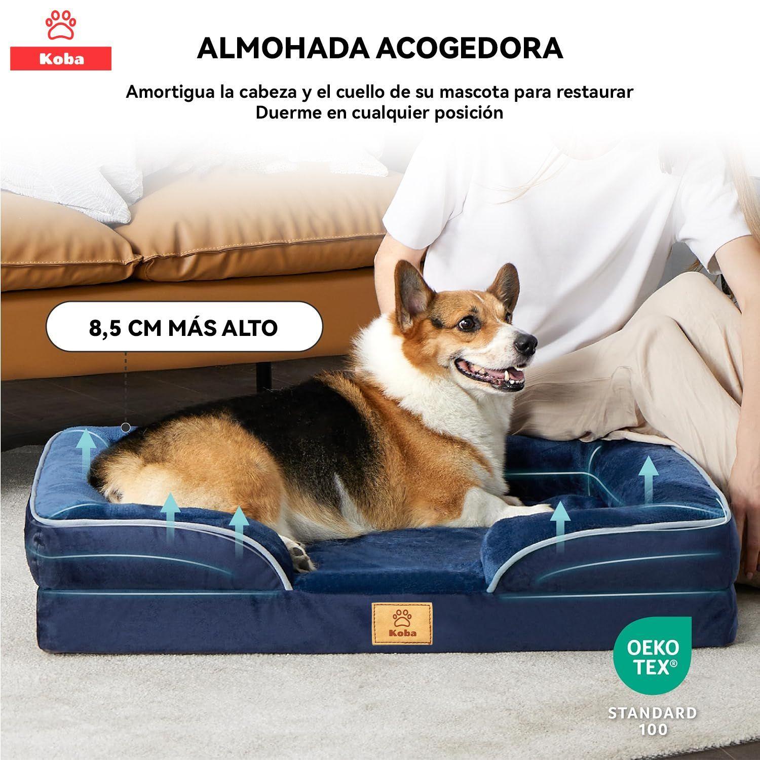 Cama Antiestres Perro Colchon Ortopedica 90x63cm Grande Azul Dise o Cama Antiestres Con Soporte Orto-1