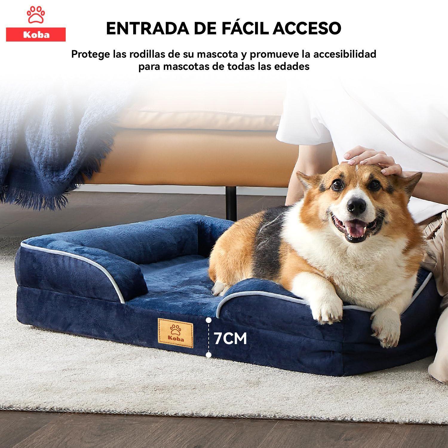 Cama Antiestres Perro Colchon Ortopedica 90x63cm Grande Azul Dise o Cama Antiestres Con Soporte Orto-6