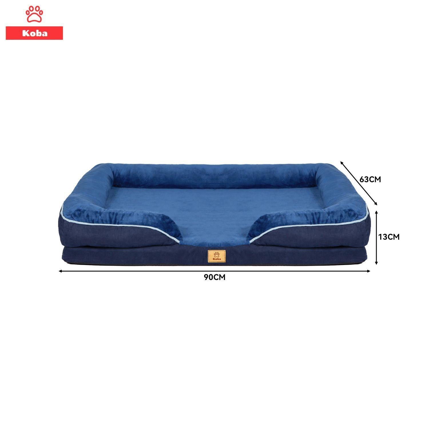 Cama Antiestres Perro Colchon Ortopedica 90x63cm Grande Azul Dise o Cama Antiestres Con Soporte Orto-9