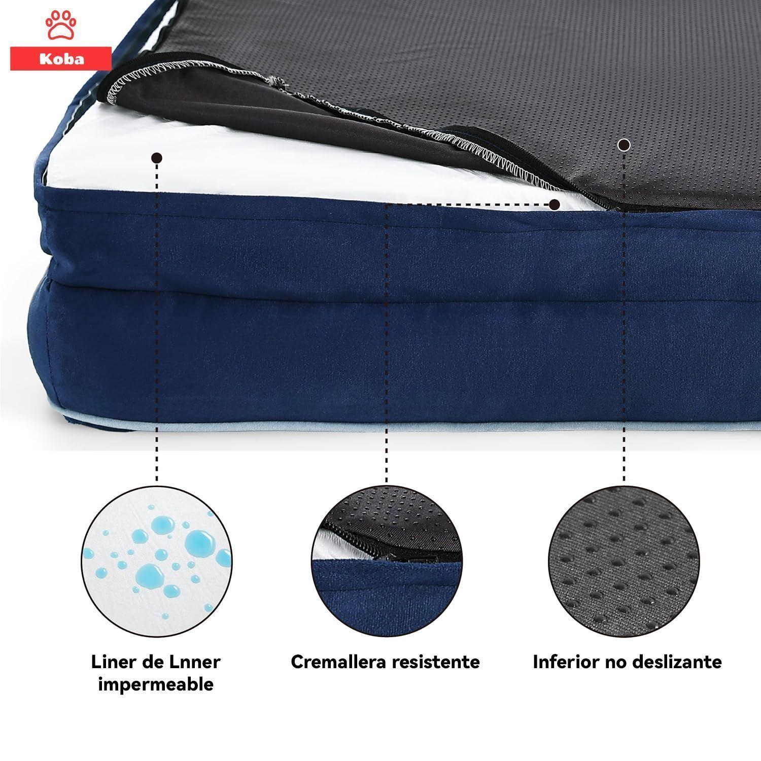 Cama Antiestres Perro Colchon Ortopedica 90x63cm Grande Azul-3