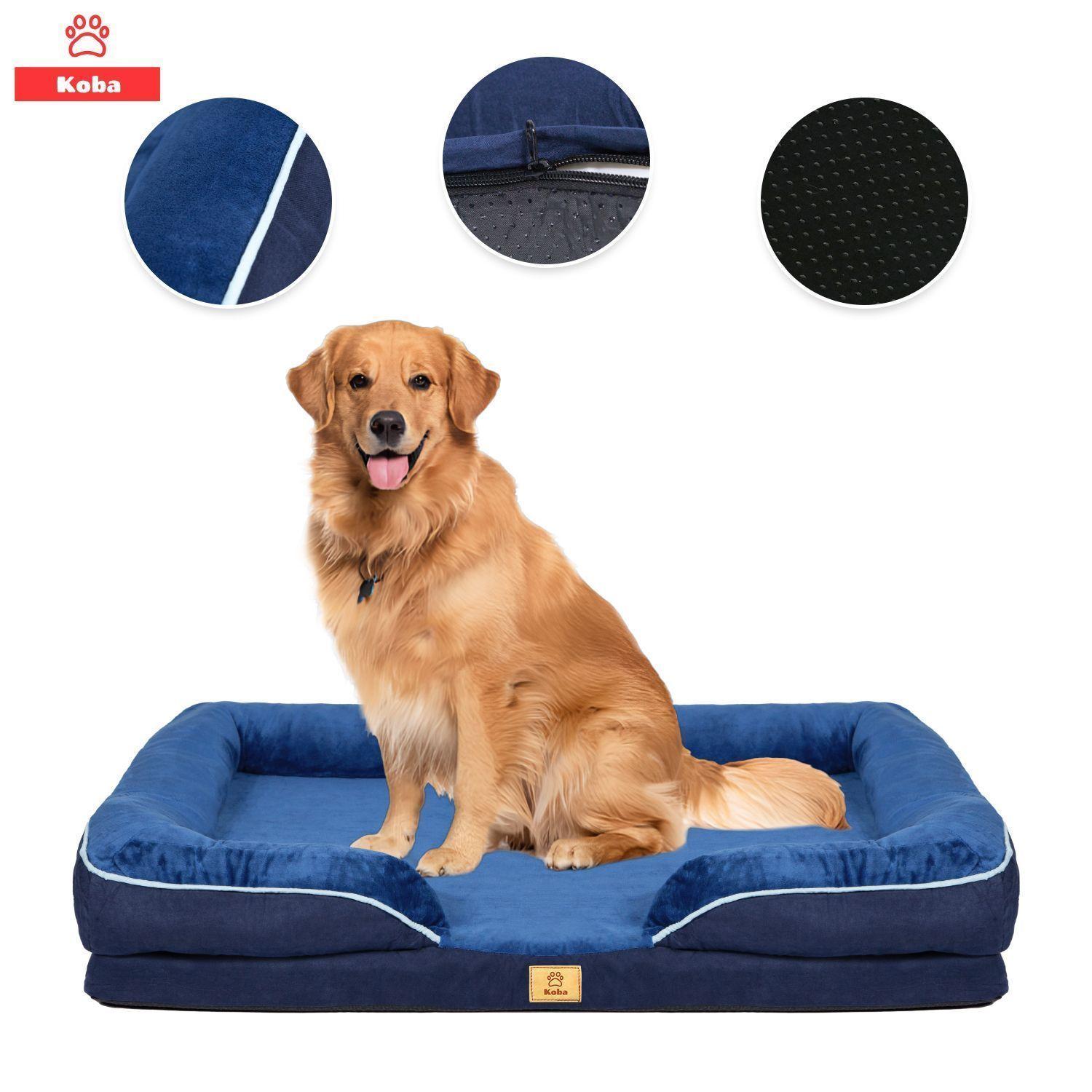 Cama Antiestres Perro Colchon Ortopedica 90x63cm Grande Azul-8