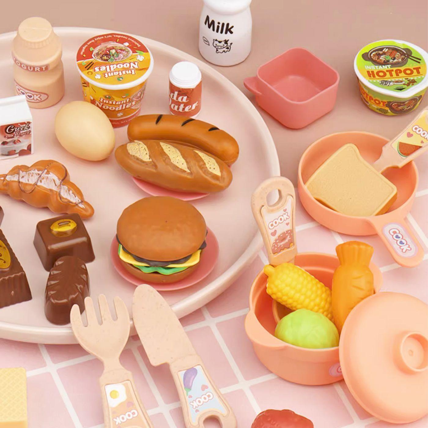Cocina De Juguete Kitchen 32pcs Juego De Ni as Ninos Rosado-3