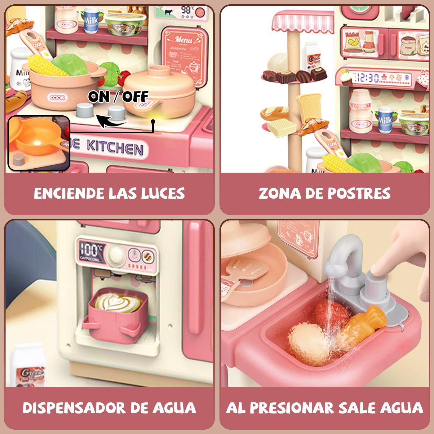 Cocina De Juguete Kitchen 32pcs Juego De Ni as Ninos Rosado-4