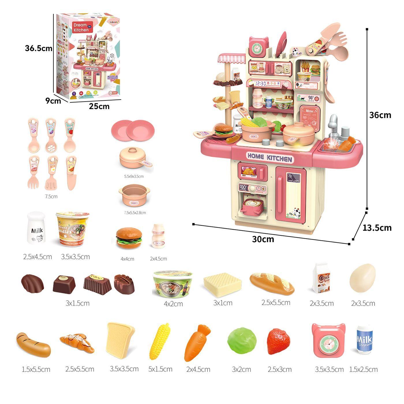 Cocina De Juguete Kitchen 32pcs Juego De Ni as Ninos Rosado-5