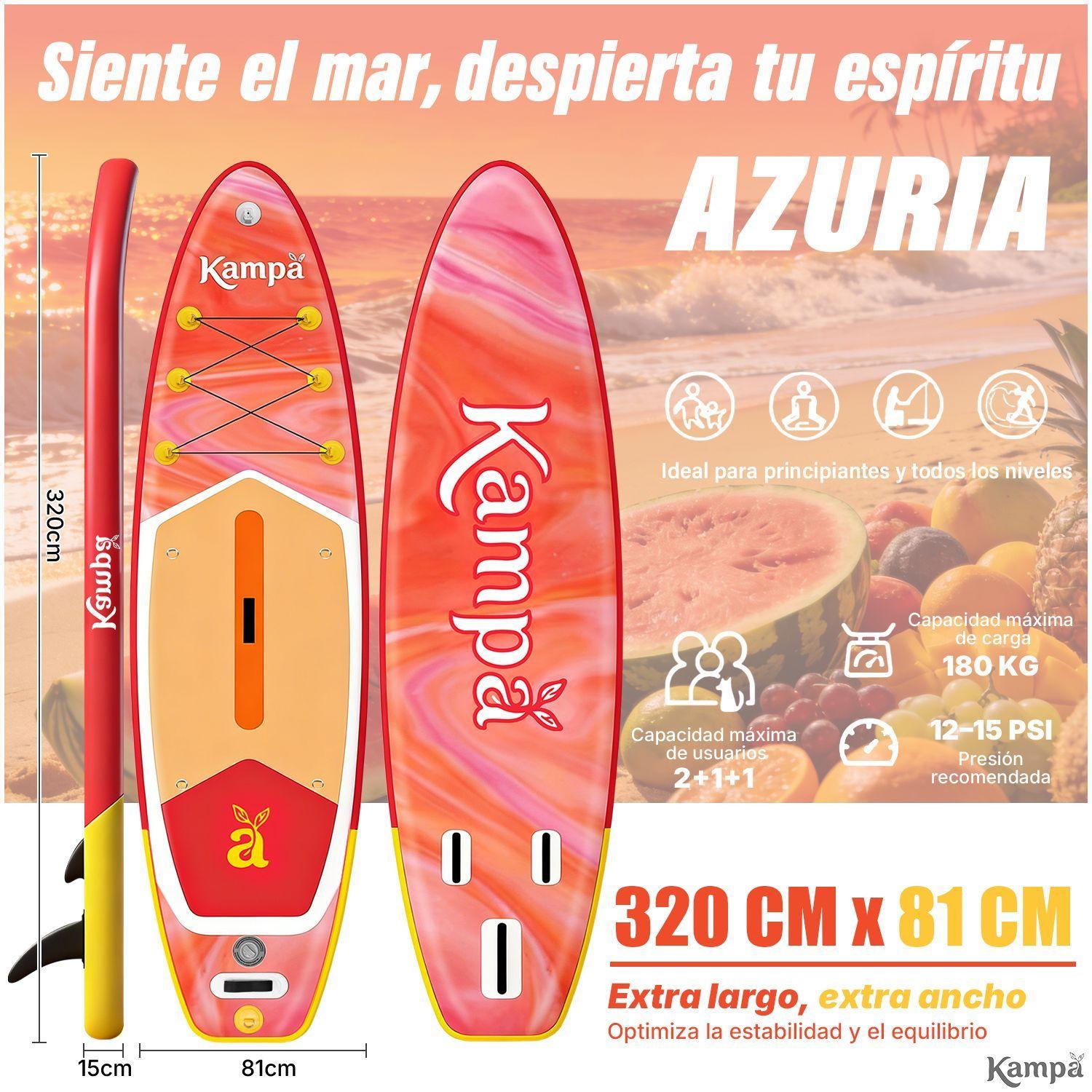 Set Tabla Stand Up Paddle Surf Inflable Azuria 320x81x15cm-2
