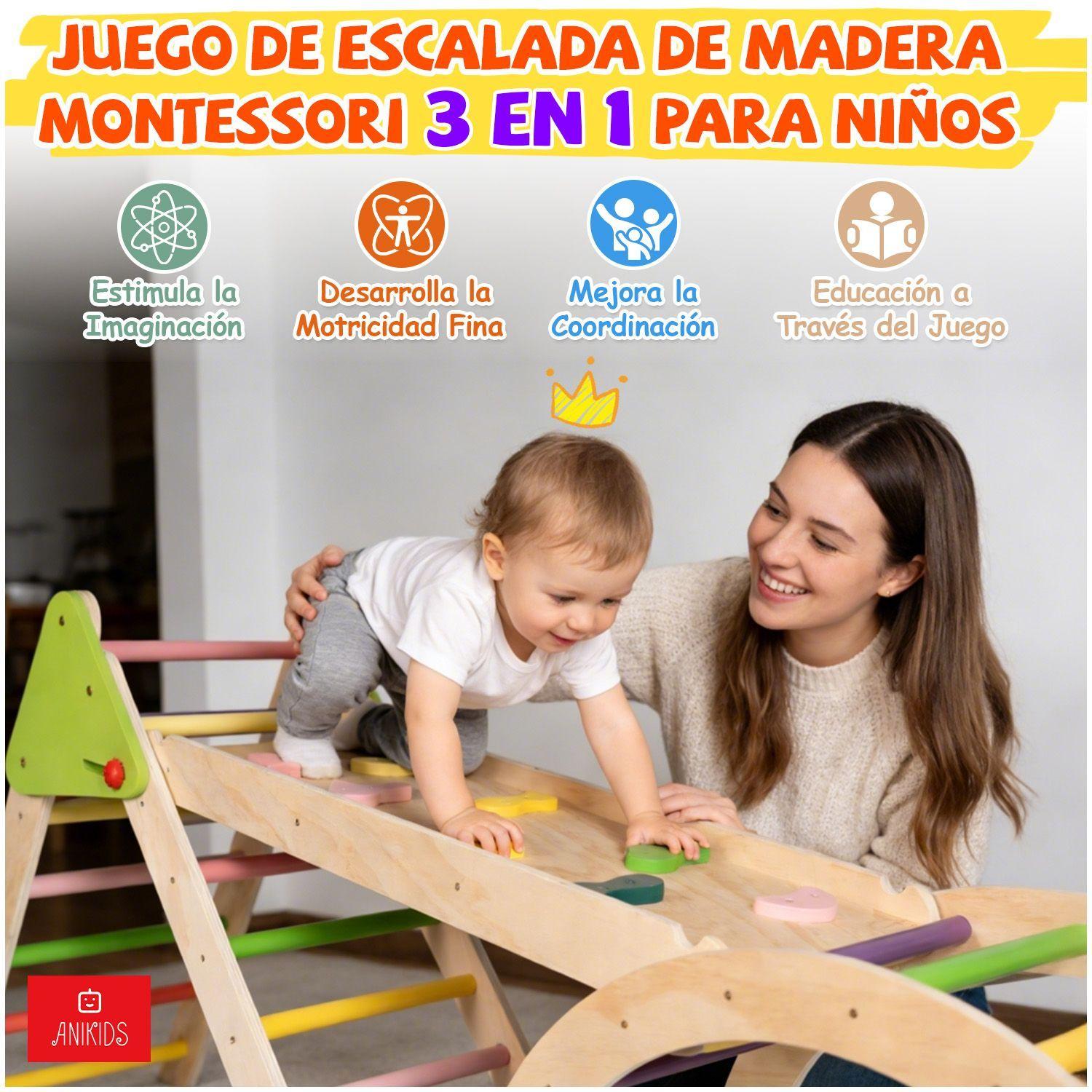 Juguete Madera Ninos Escalador Plegable 3 En 1 Montessori-2