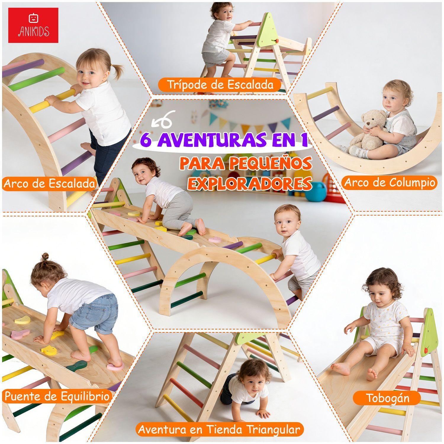 Juguete Madera Ninos Escalador Plegable 3 En 1 Montessori-3