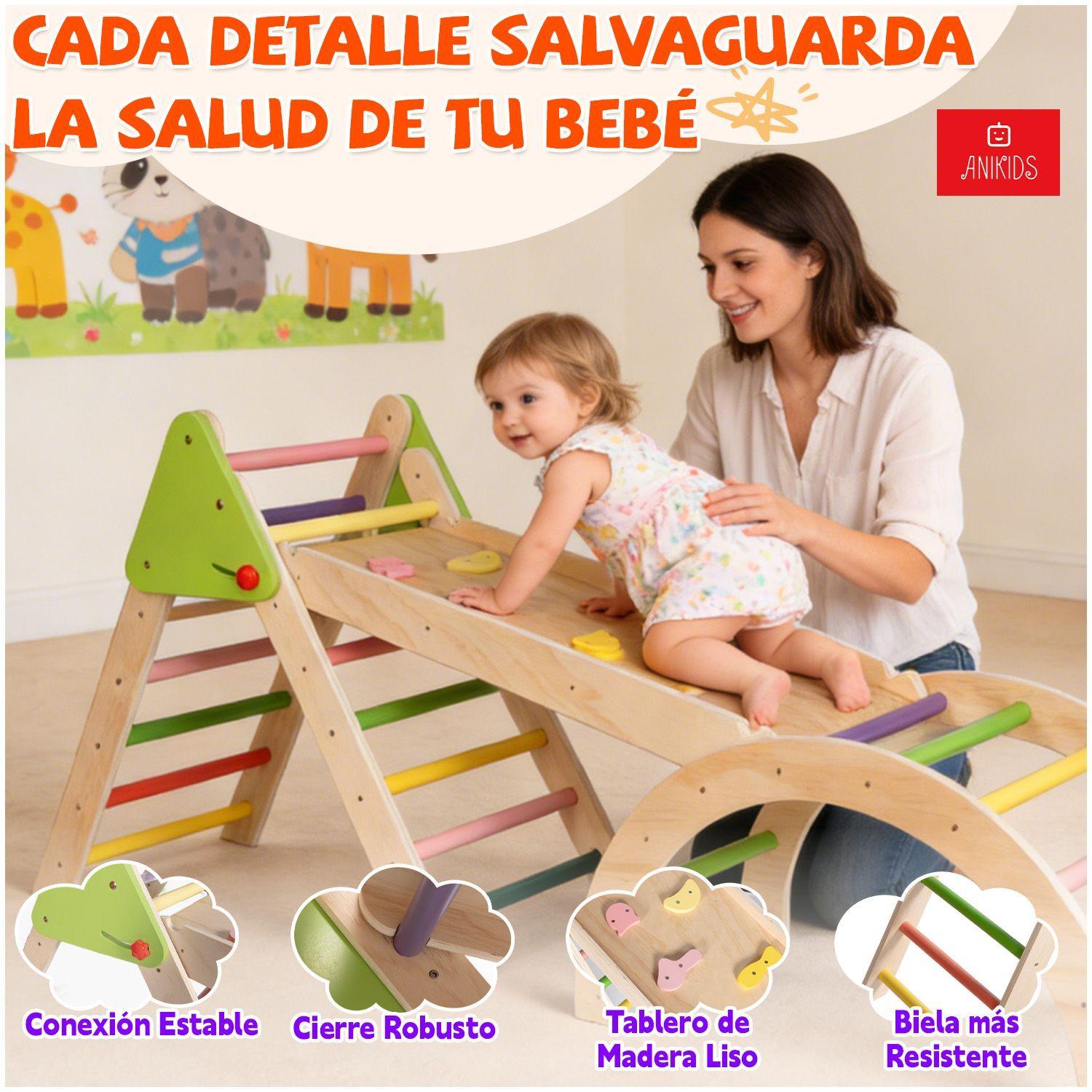 Juguete Madera Ninos Escalador Plegable 3 En 1 Montessori-6