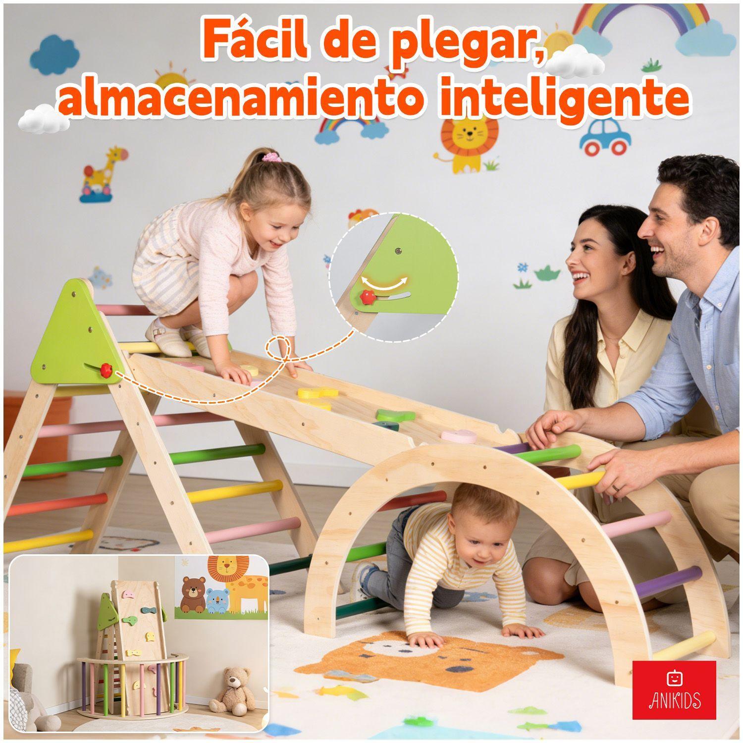 Juguete Madera Ninos Escalador Plegable 3 En 1 Montessori-7