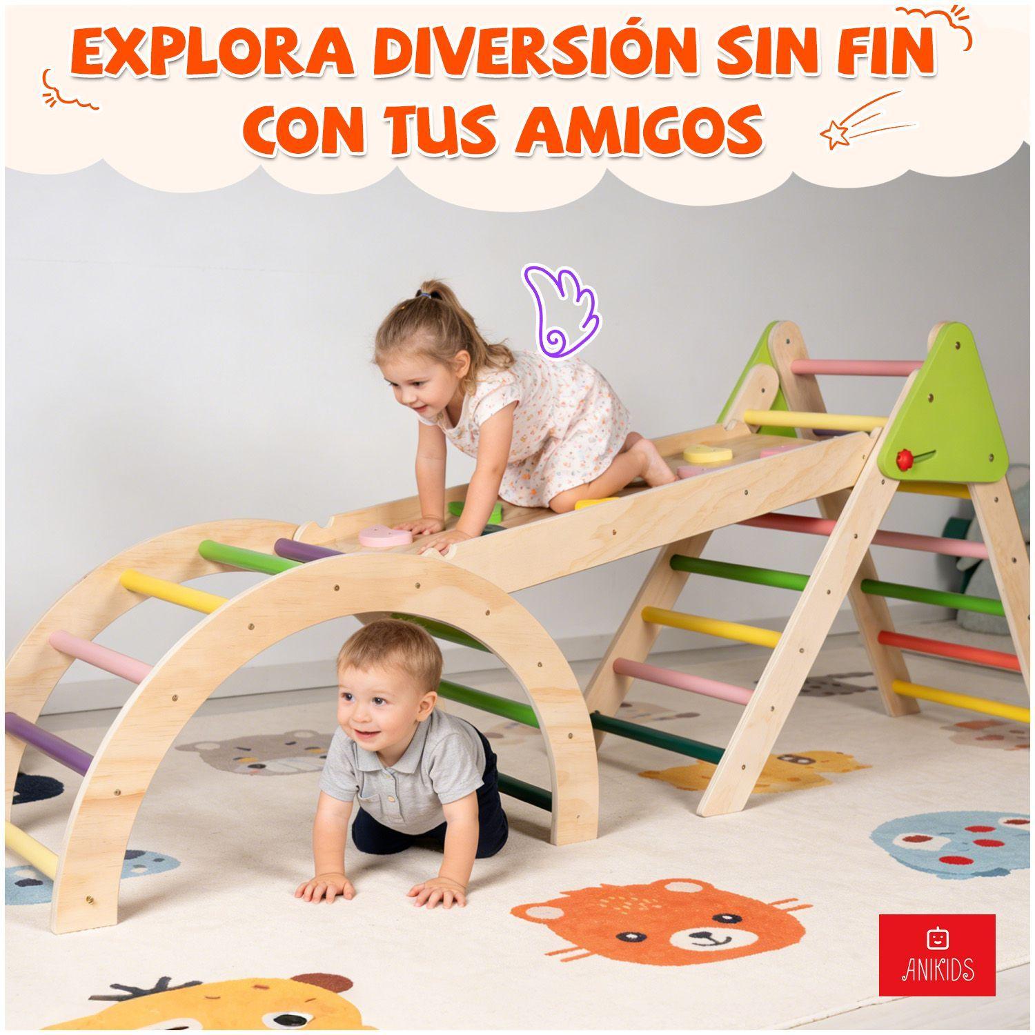 Juguete Madera Ninos Escalador Plegable 3 En 1 Montessori-8