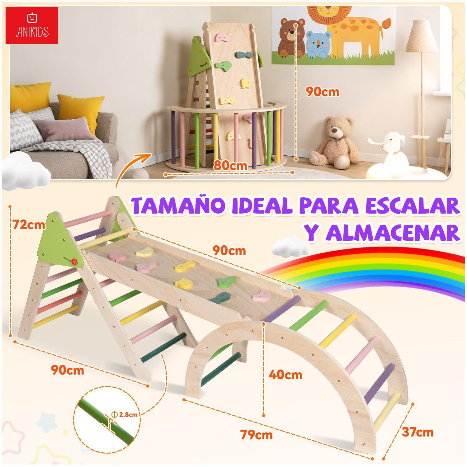 Juguete Madera Ninos Escalador Plegable 3 En 1 Montessori-9