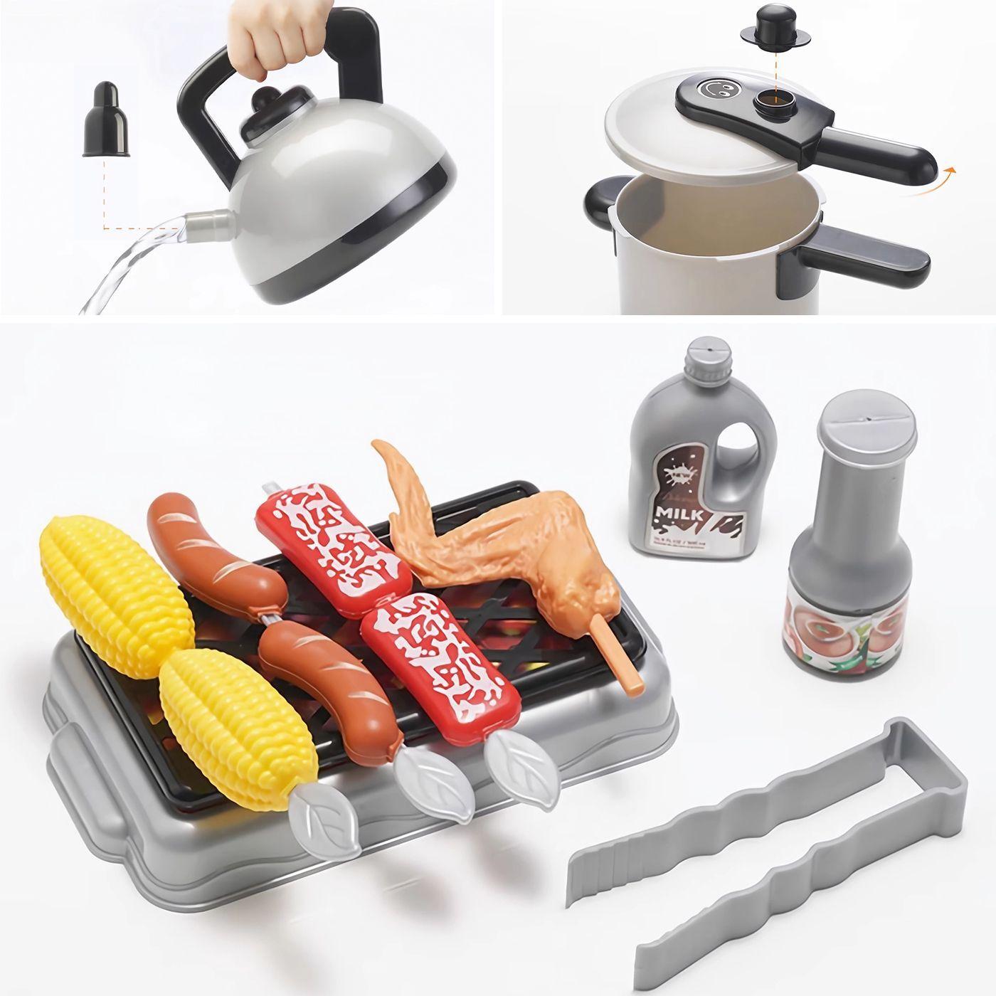Set De Cocina De Juguete 36pcs Ninos Juego De Mini Chef Gris-2