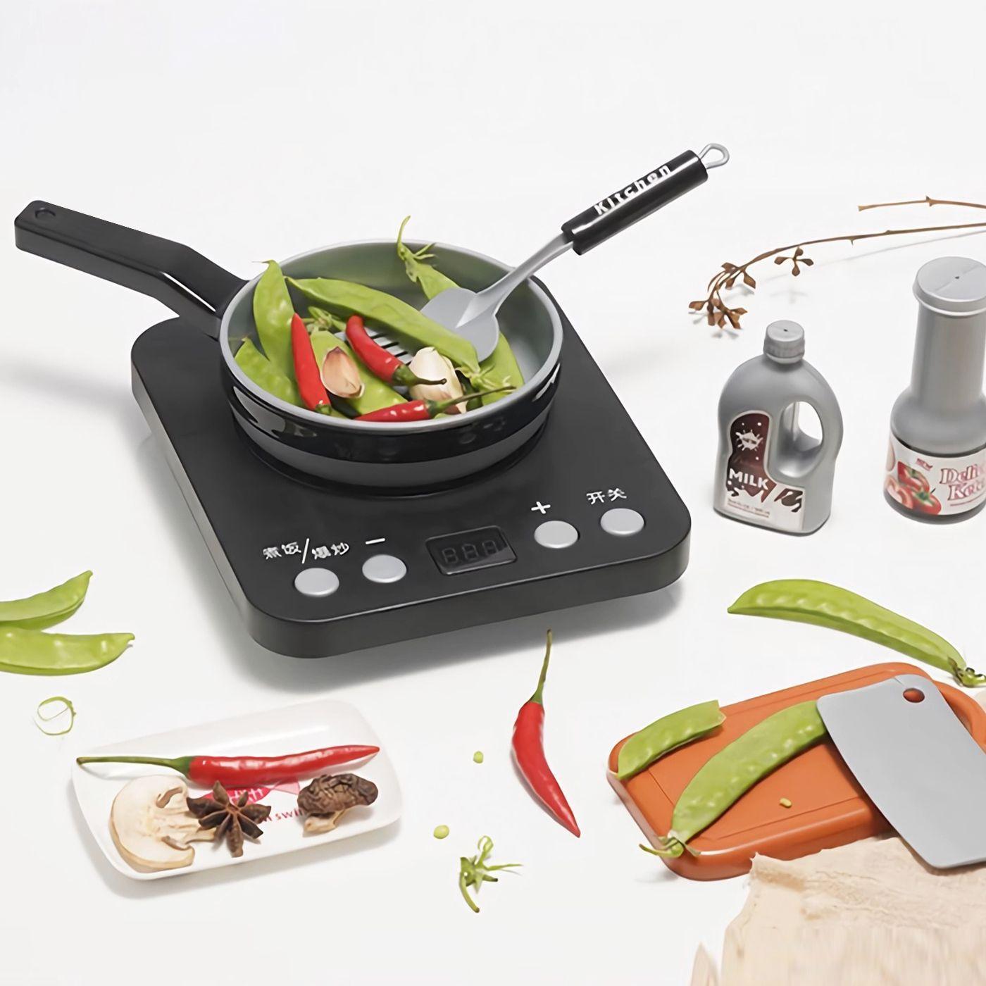 Set De Cocina De Juguete 36pcs Ninos Juego De Mini Chef Gris-3
