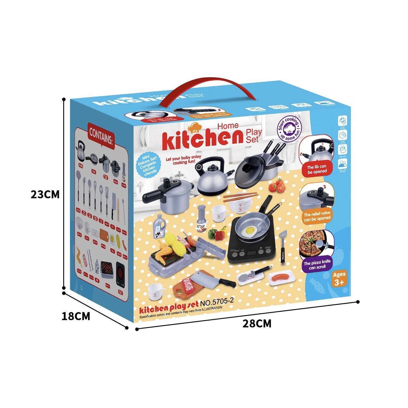 Set De Cocina De Juguete 36pcs Ninos Juego De Mini Chef Gris-5