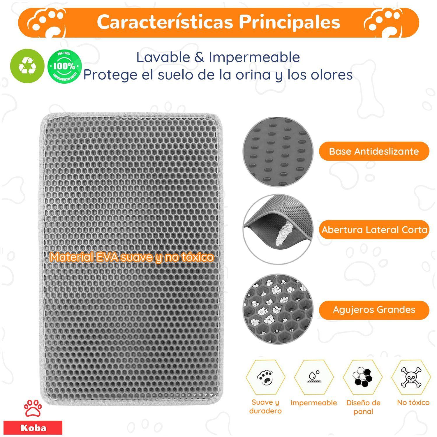 Alfombra Atrapa Arena De Gatos Tapete Arenero Michi 120x70cm Gris-8