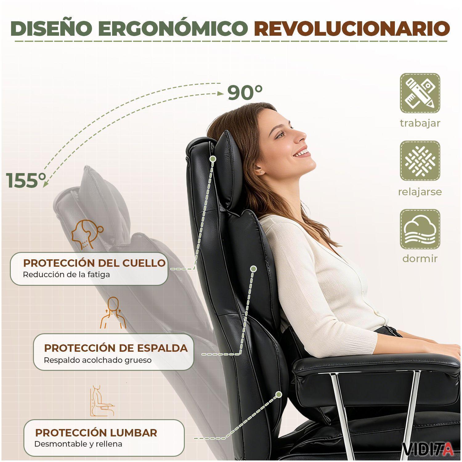 Silla Escritorio Ejecutiva Emilio Premium+ Oficina Pu Negro-2