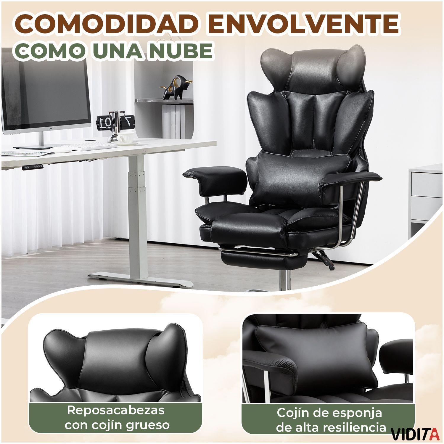 Silla Escritorio Ejecutiva Emilio Premium+ Oficina Pu Negro-3