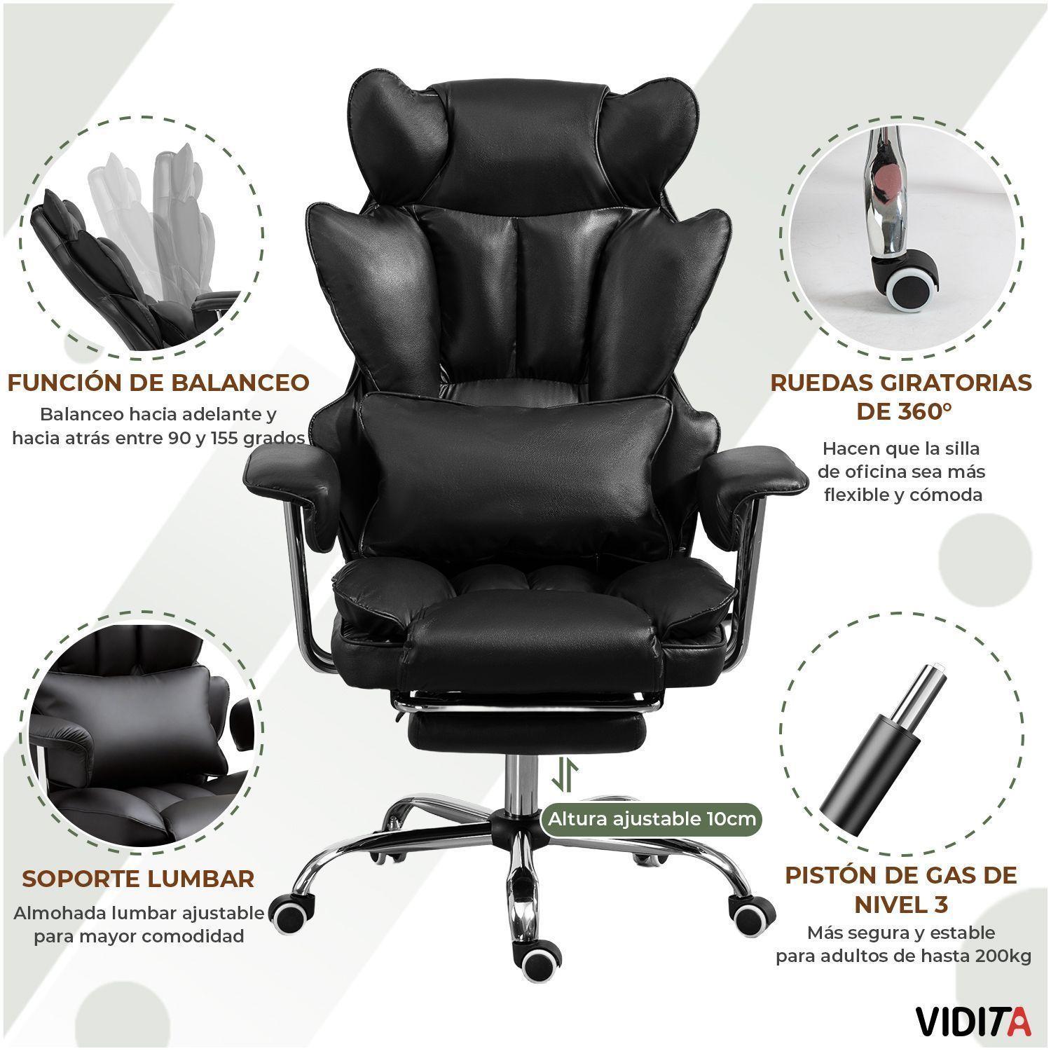 Silla Escritorio Ejecutiva Emilio Premium+ Oficina Pu Negro-4
