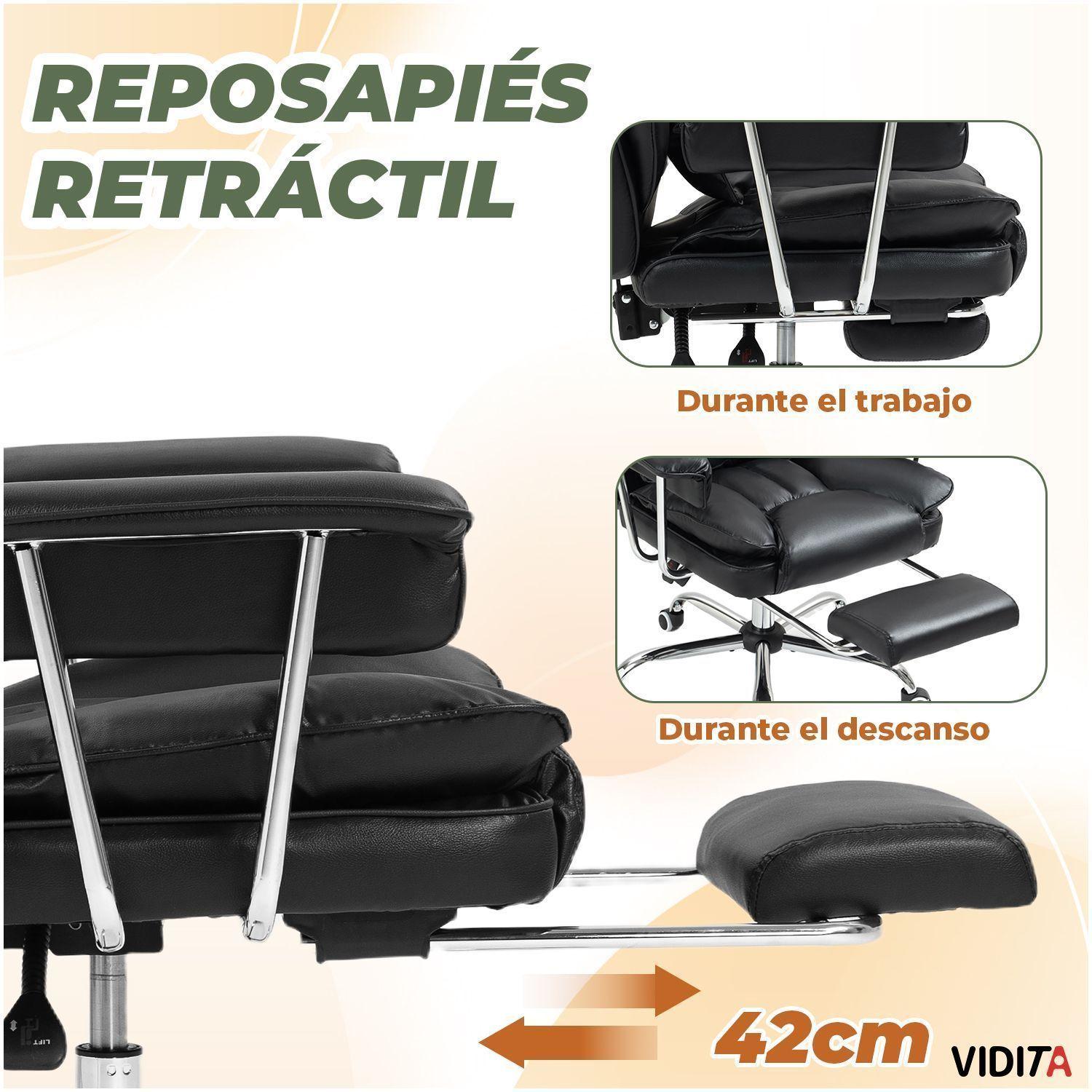 Silla Escritorio Ejecutiva Emilio Premium+ Oficina Pu Negro-6