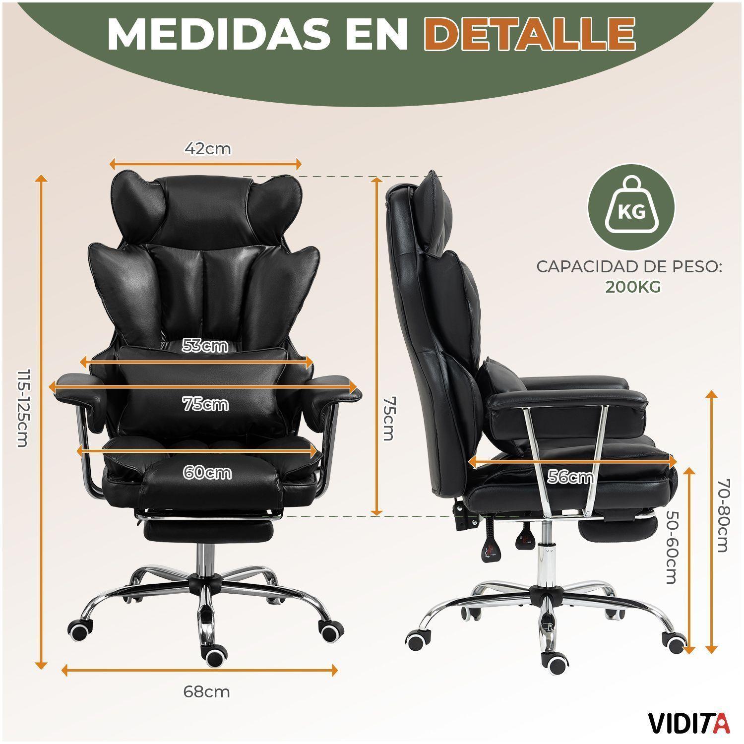 Silla Escritorio Ejecutiva Emilio Premium+ Oficina Pu Negro-8