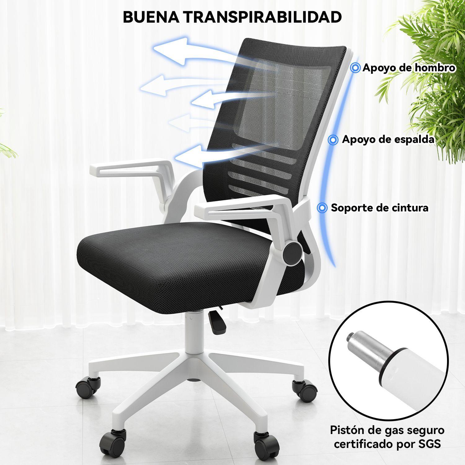 Silla Escritorio Emilia Oficina Ergonomica Acolchada Blanca-3