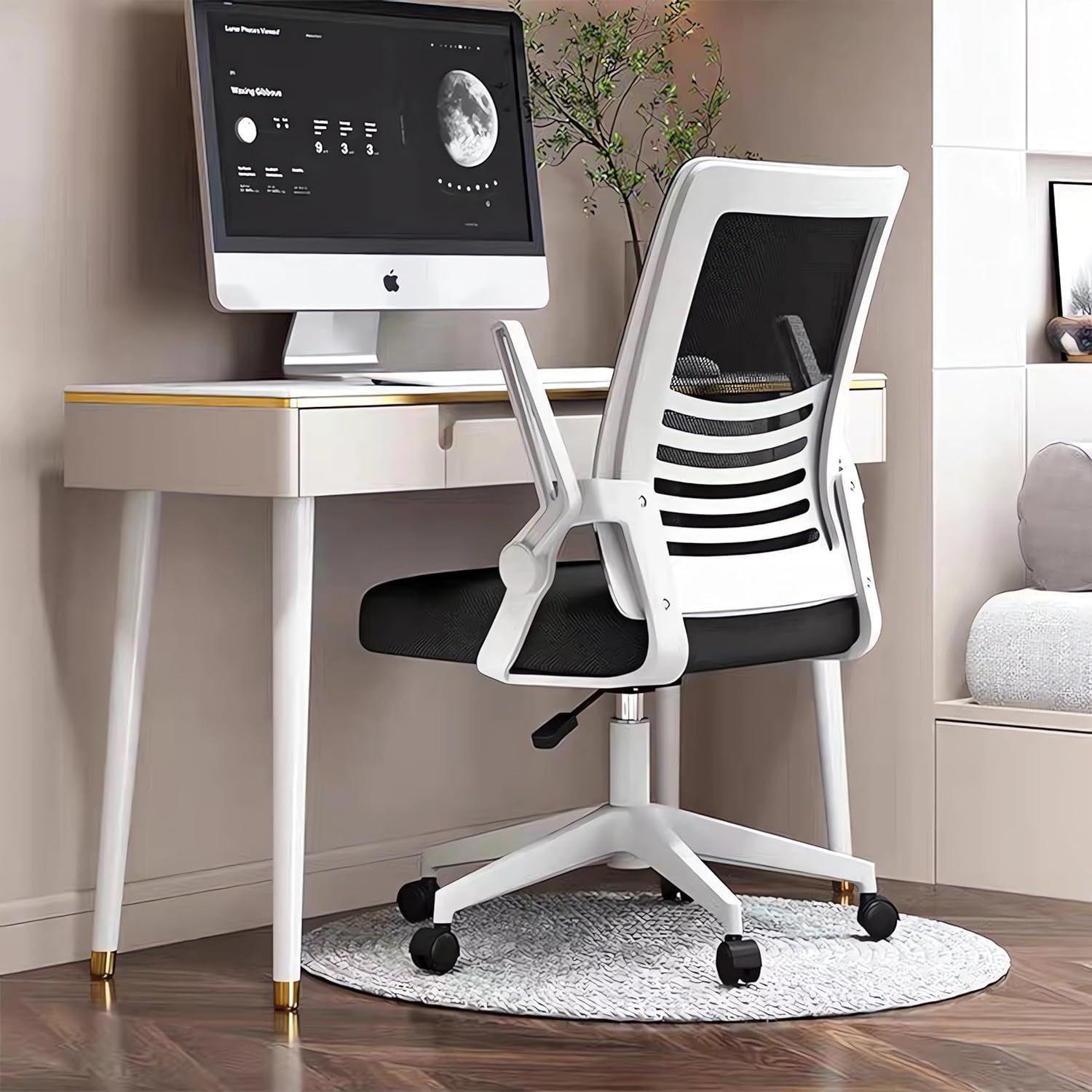 Silla Escritorio Emilia Oficina Ergonomica Acolchada Blanca-5