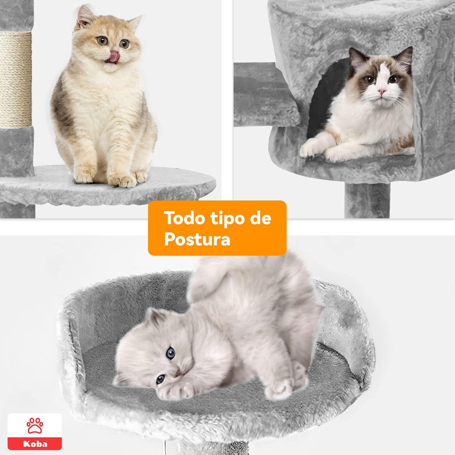 Rascador Arbol Para Gatos Caseros Torre Yute 116cm Gris-2