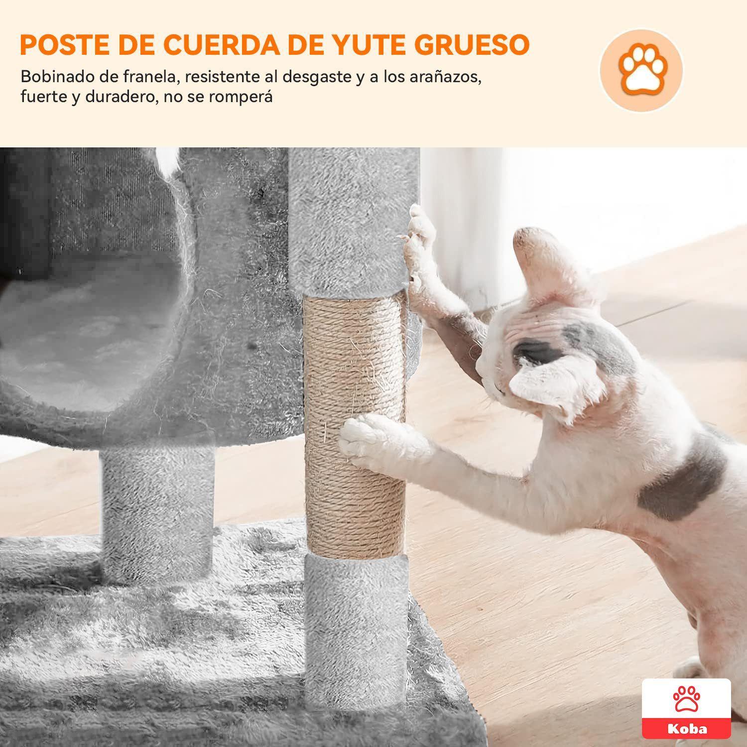 Rascador Arbol Para Gatos Caseros Torre Yute 116cm Gris-6