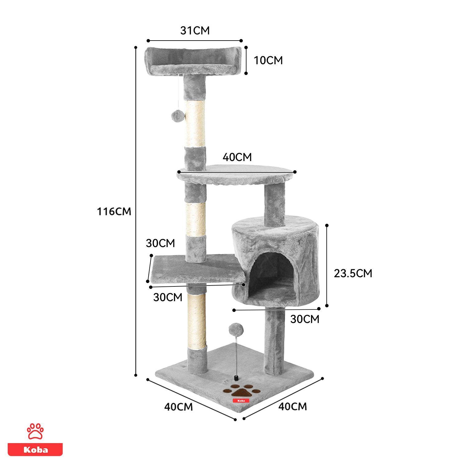 Rascador Arbol Para Gatos Caseros Torre Yute 116cm Gris-7