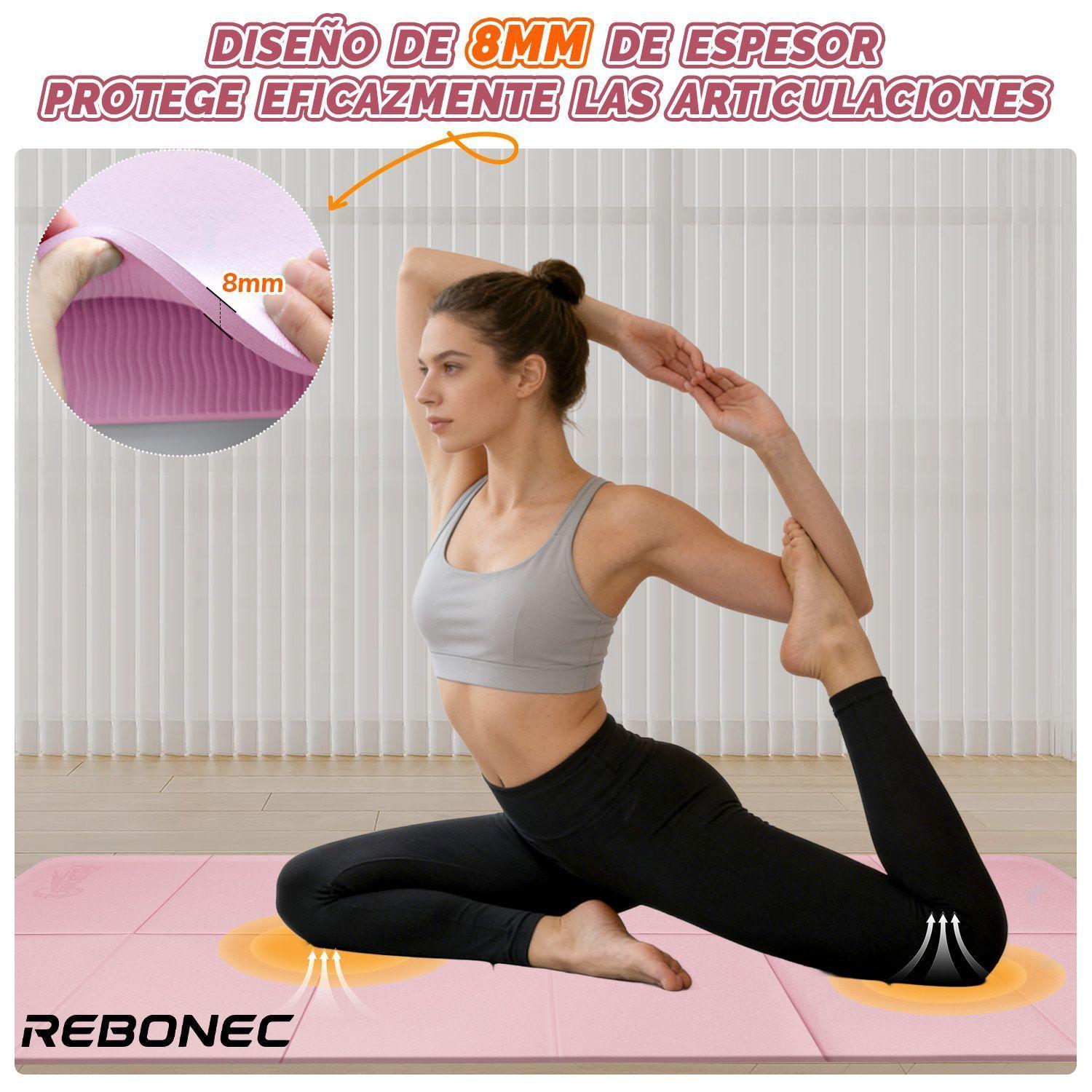 Colchoneta Mat Yoga Deportiva Plegable Tpe Grueso 8mm Bolso Rosa-3