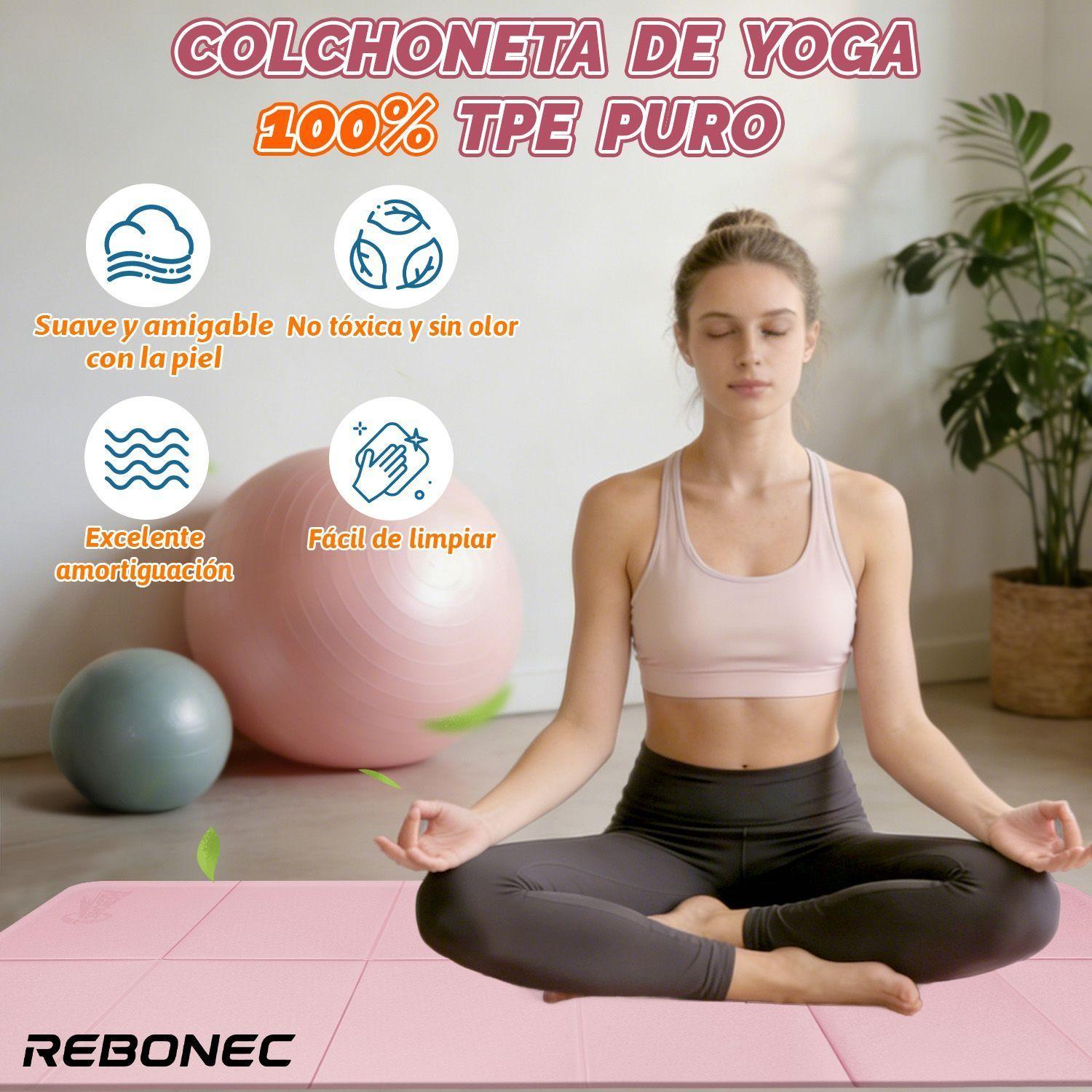 Colchoneta Mat Yoga Deportiva Plegable Tpe Grueso 8mm Bolso Rosa-4