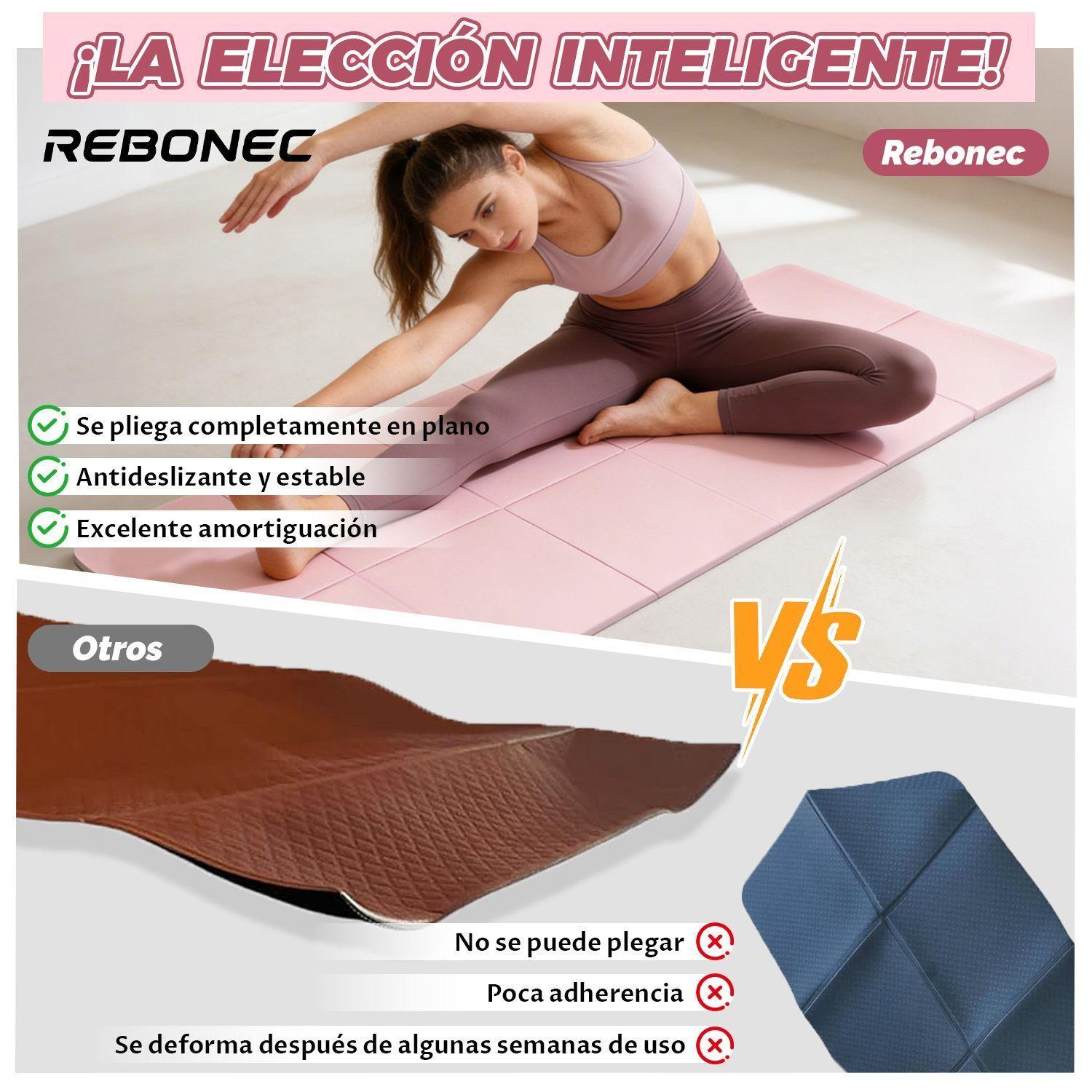 Colchoneta Mat Yoga Deportiva Plegable Tpe Grueso 8mm Bolso Rosa-8
