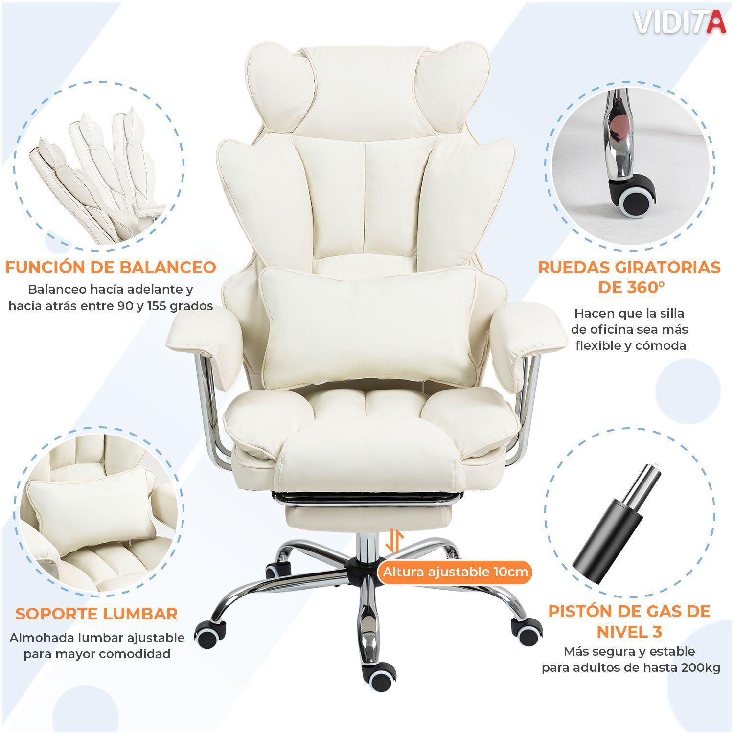 Silla Escritorio Ejecutiva Emilio Premium Oficina Ergon mica Pu Beige-4